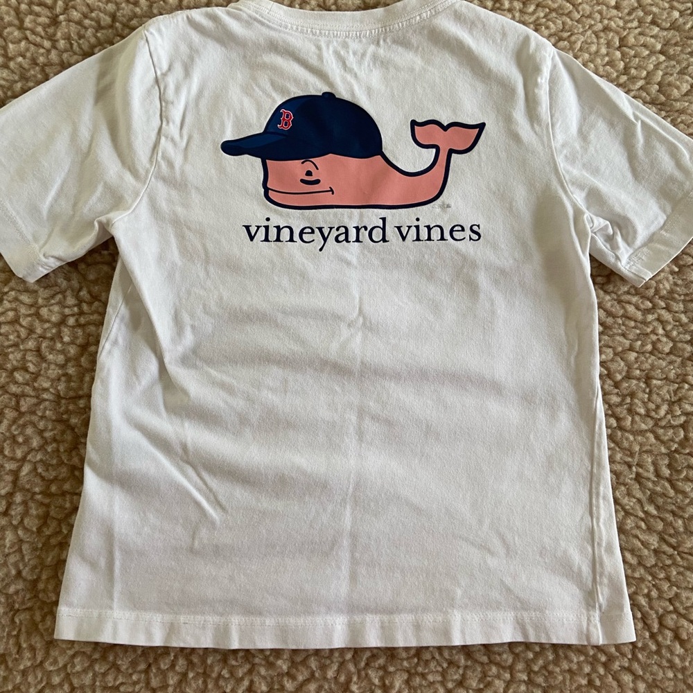 Vineyard Vines White Short Sleeve Tee with Redsox whale